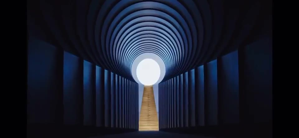 Jesus Is King (2019) — Steadicam operator (short). The blue-lit corridor set, the camera running down its axis toward the light at the end.